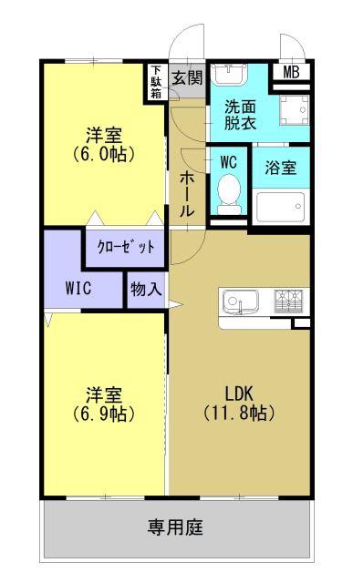 エイトパレス(2LDK/1階)の間取り写真