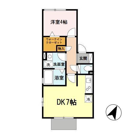長興寺コーポ(1DK/1階)の間取り写真