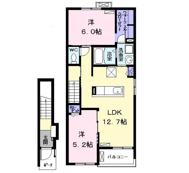 クレールメゾン(2LDK/2階)の間取り写真