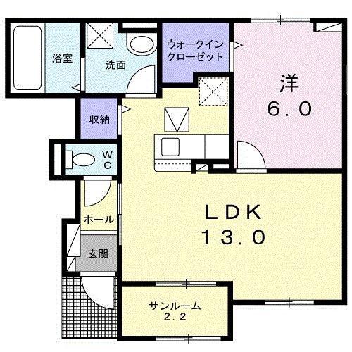 コーポラス院台A(1LDK/1階)の間取り写真