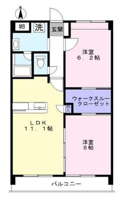 カンパヌールII(2LDK/1階)の間取り写真