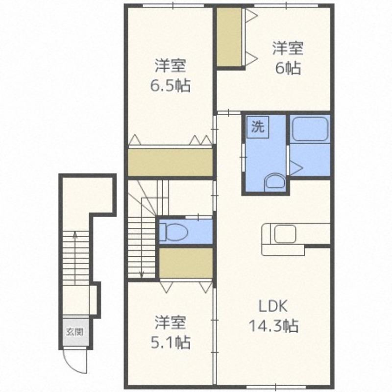 ノース・VILLA(3LDK/2階)の間取り写真