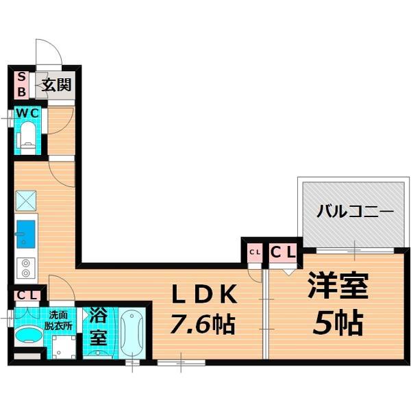 クリエオーレ東中浜(1LDK/3階)の間取り写真