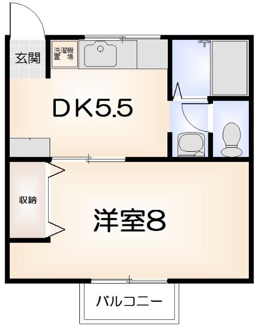 セジュール林 B(1DK/1階)の間取り写真