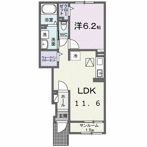 リコリス・アズ(1LDK/1階)の間取り写真
