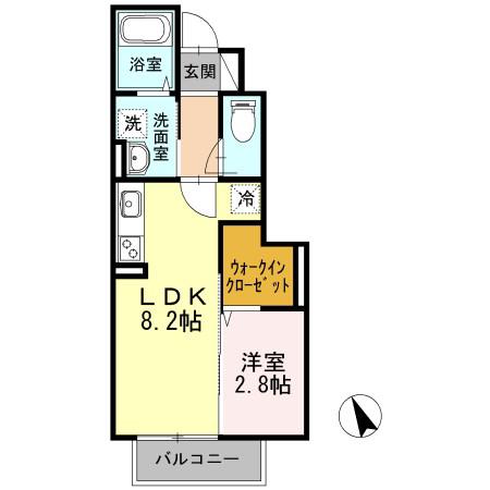 ヴェルヴィル(1LDK/1階)の間取り写真
