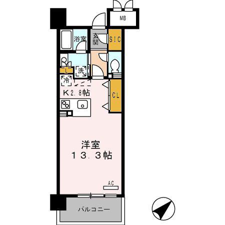 ロイヤルパークス豊洲(ワンルーム/6階)の間取り写真