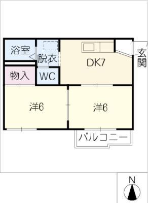 ポルタピア(2DK/1階)の間取り写真