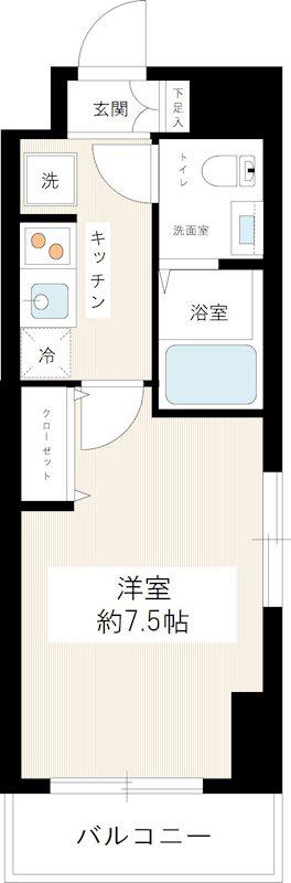 アトラスカーロ浦和常盤弐番館(1K/9階)の間取り写真