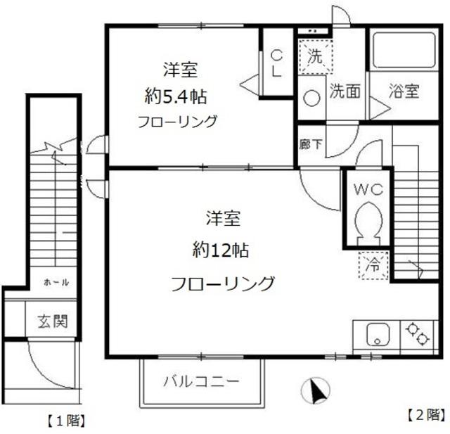 グランシャリオ(1LDK/2階)の間取り写真
