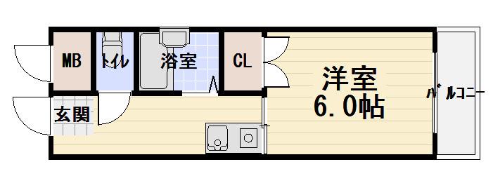 ウィング英(1K/3階)の間取り写真