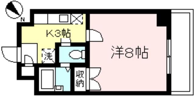 ハイツホルン相模大野(1K/3階)の間取り写真