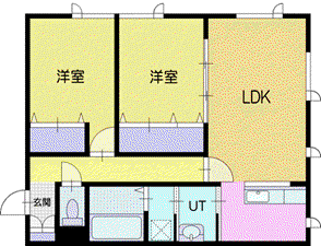 ECOA富丘IV(2LDK/1階)の間取り写真
