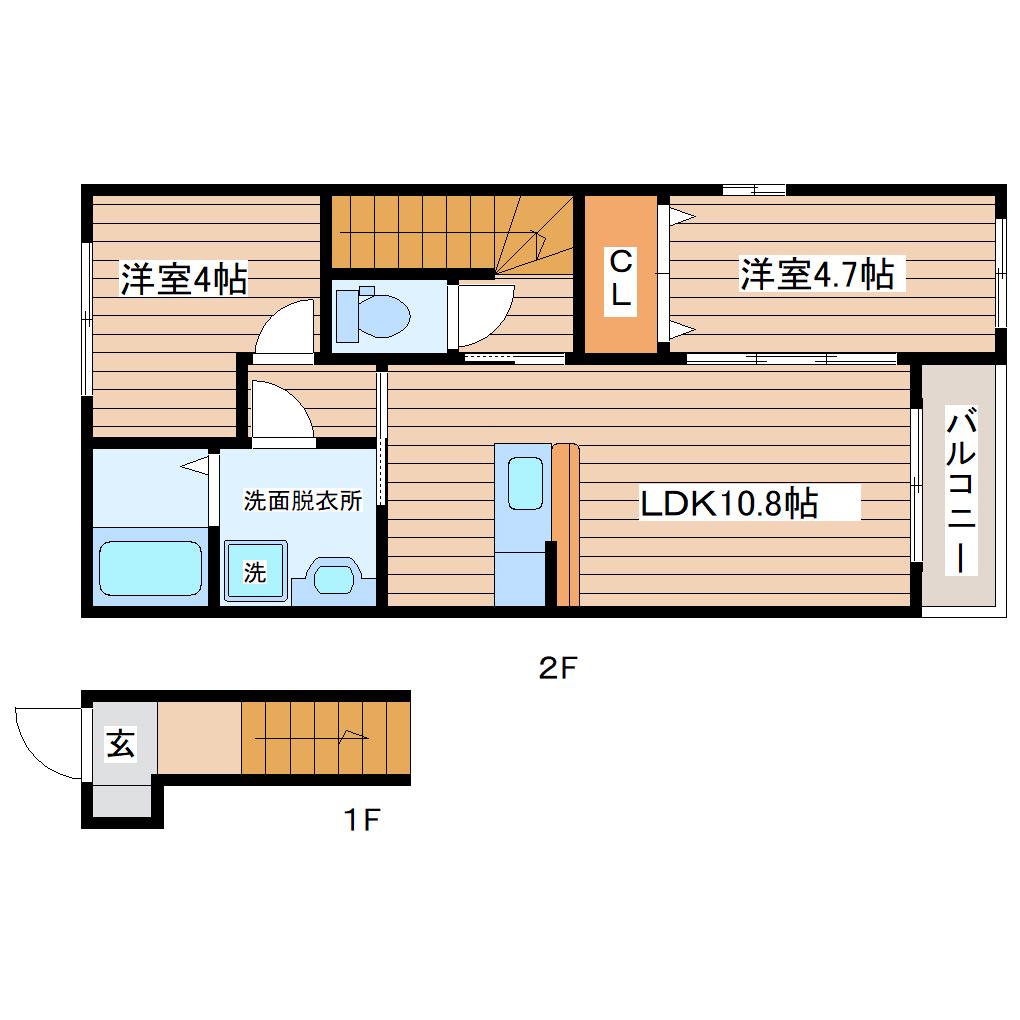 ロイヤルエレガンス新田(2LDK/2階)の間取り写真
