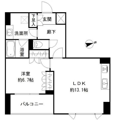 ロディア立川(1LDK/9階)の間取り写真