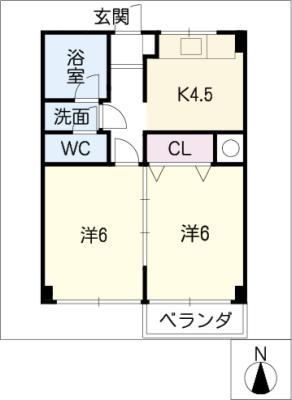 アイデーマンション(2K/2階)の間取り写真