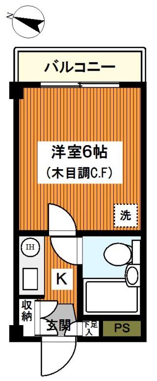 戸部KSGマンション(1K/3階)の間取り写真