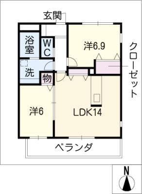 エスペランサ(2LDK/3階)の間取り写真