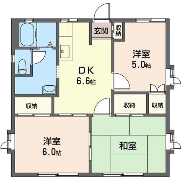 ヒルズ藤塚A(3DK/1階)の間取り写真