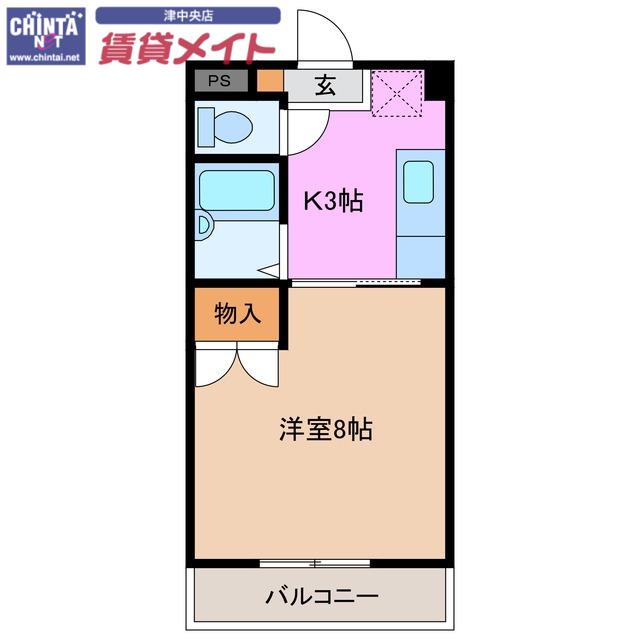サニータウン A棟(1K/2階)の間取り写真