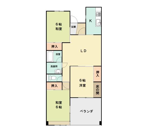ニュータウンマンション(3LDK/2階)の間取り写真
