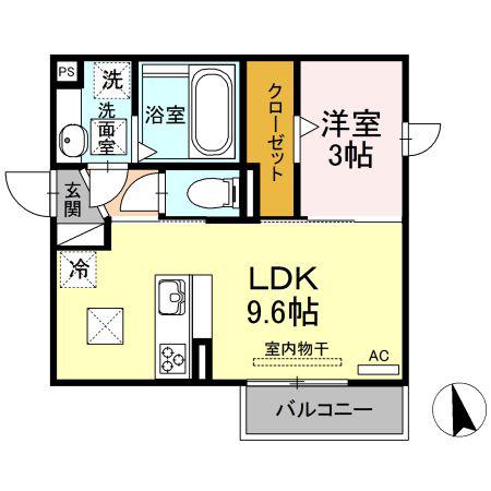 グレイスコート(1LDK/1階)の間取り写真