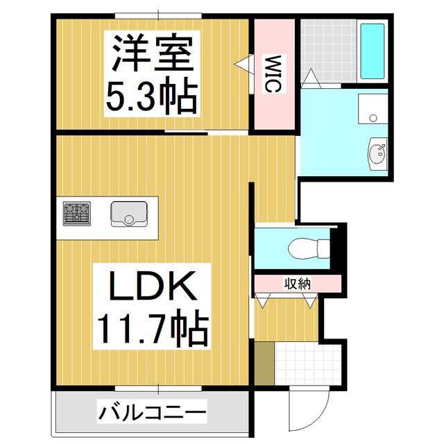 ヴァンベール(1LDK/1階)の間取り写真