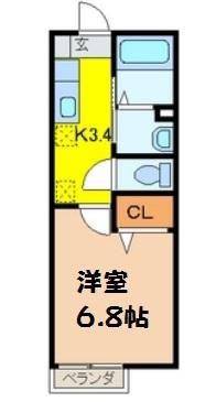 栗原ハイツA(1K/1階)の間取り写真