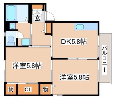 ディアス須磨離宮(2K/2階)の間取り写真