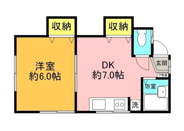 コーポシシド(1DK/2階)の間取り写真
