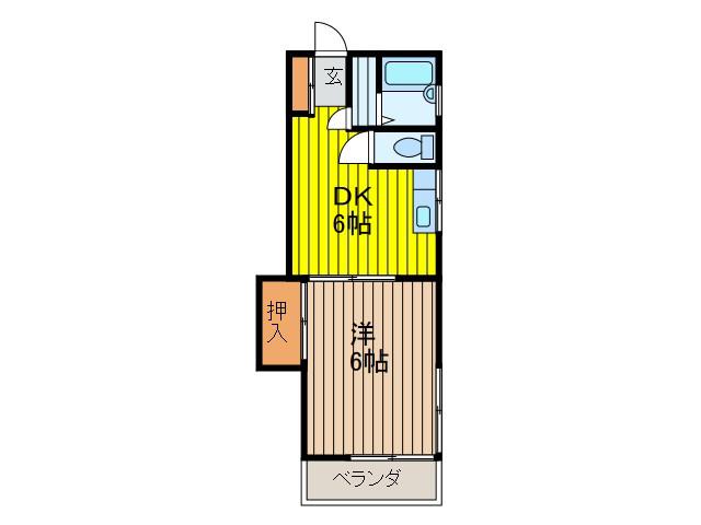 武蔵屋2番館(1DK/2階)の間取り写真