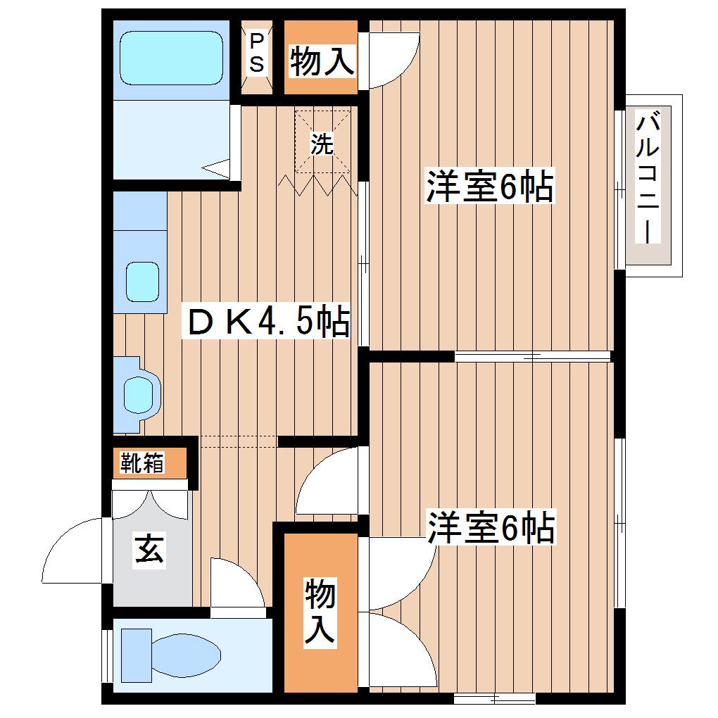 シャンピア菅野A(2DK/1階)の間取り写真