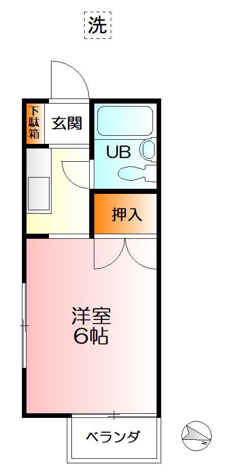 霞台ハイツ(1K/2階)の間取り写真