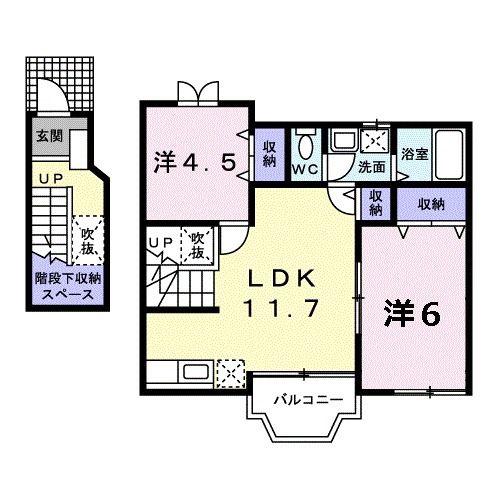 グランドコート初馬 II(2LDK/2階)の間取り写真