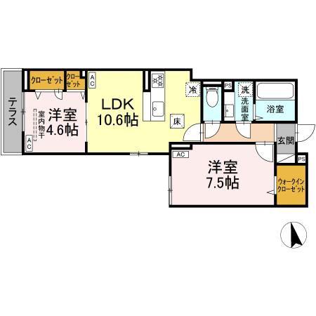 徳丸7丁目PJ(2LDK/1階)の間取り写真