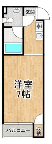 ラコート滝谷B(1K/3階)の間取り写真