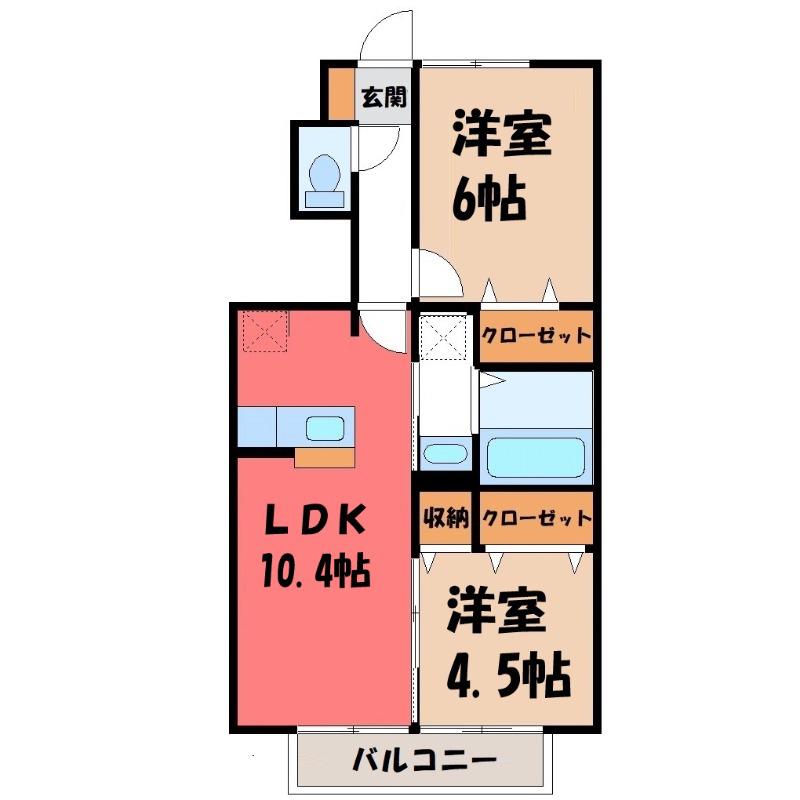 コンフォーティア(2LDK/1階)の間取り写真