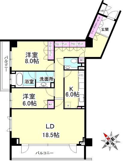 パークハウス広尾(2LDK/3階)の間取り写真