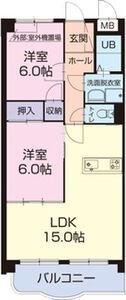 ISO GAIグランドエィワンA(2LDK/2階)の間取り写真