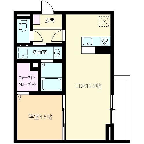 サンガーデン新山口 A(1LDK/1階)の間取り写真