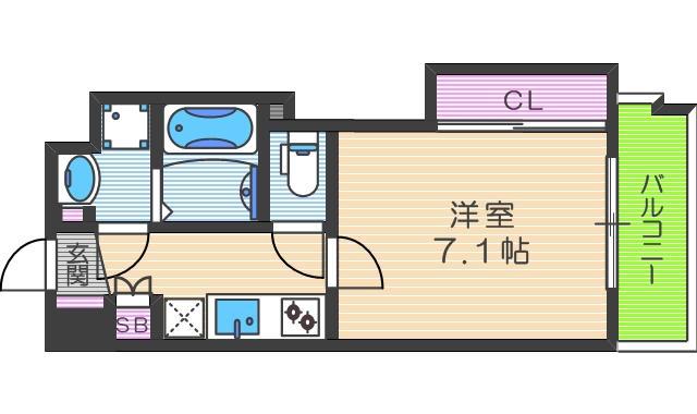 ミラージュパレス北梅田(1K/8階)の間取り写真