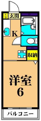 ソレイユ大井(1K/2階)の間取り写真