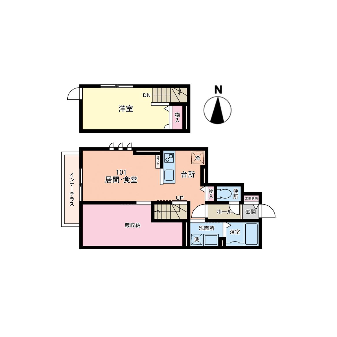 ボヌール薬師堂(1LDK/1階)の間取り写真