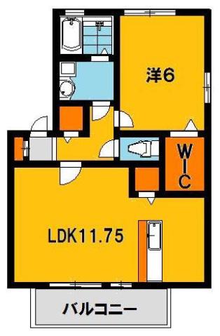 プレフェリートB棟(1LDK/2階)の間取り写真