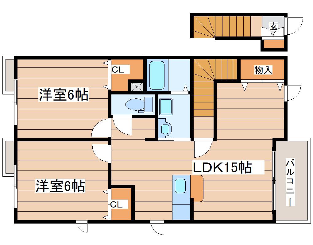 LAUREL F.A(2LDK/2階)の間取り写真