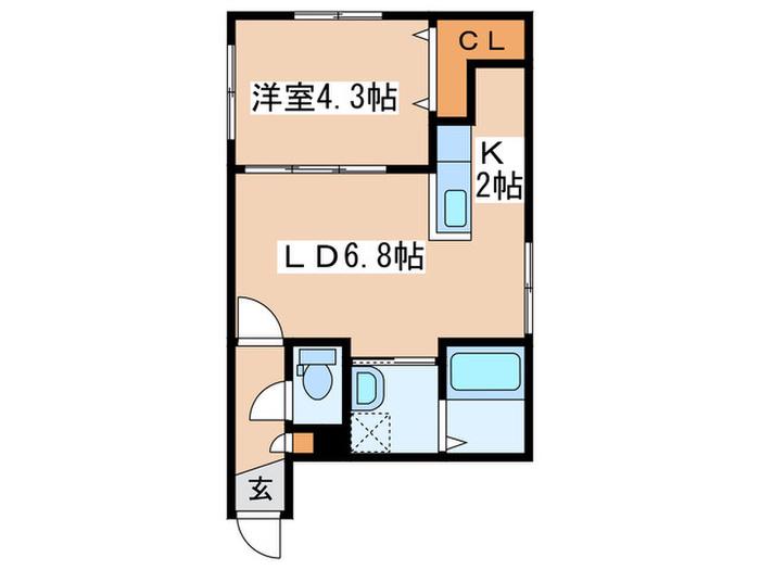 アルーア北大前(1LDK/3階)の間取り写真