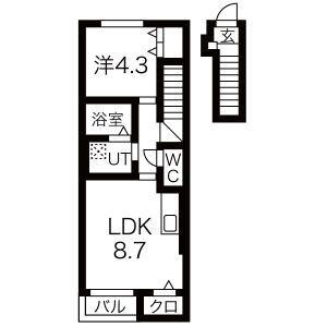 BEFINE吉岡北(1LDK/2階)の間取り写真