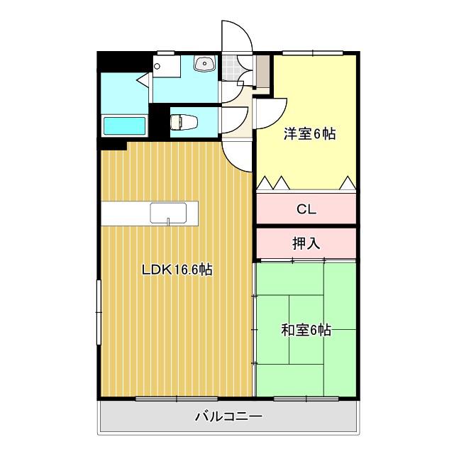 リファインドF(2LDK/3階)の間取り写真
