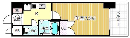 ラナップスクエア天満プライム(1K/3階)の間取り写真