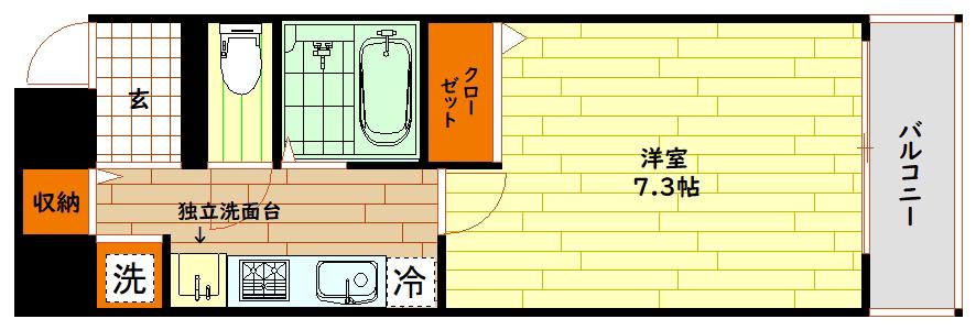 アップルガーデンコート城東(1K/9階)の間取り写真